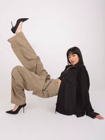 Hurt Czarna damska koszula oversize z kołnierzem