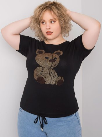 Czarna bluzka plus size z dżetami Luce
