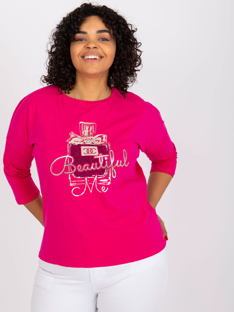 Fuksjowa bluzka plus size z printem Vickey