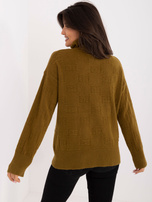 Hurtownia online Oliwkowy luźny sweter golf we wzory