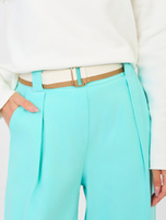 Turkusowe jeansowe spodnie z kieszeniami RUE PARIS 