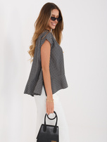 Czarna letnia bluzka oversize w kratkę 