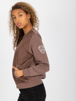 Hurt Brązowa damska bluza bomberka z pikowaniem RUE PARIS 