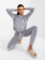 Hurtownia Szara miękka piżama welurowa ze spodniami 