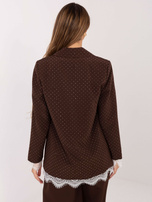 Brązowa elegancka marynarka z koronką 