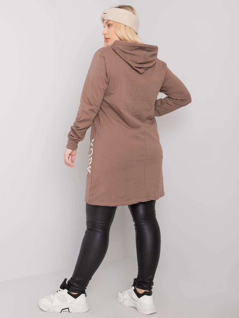 Brązowa tunika plus size z kapturem Ashford