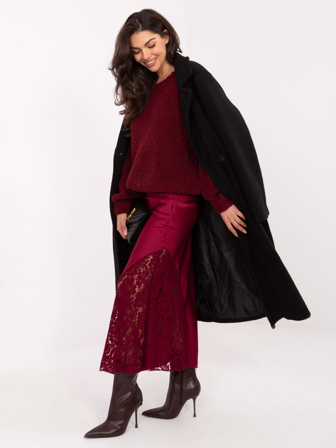 Burgundowa satynowa spódnica o kroju syrenki RUE PARIS 