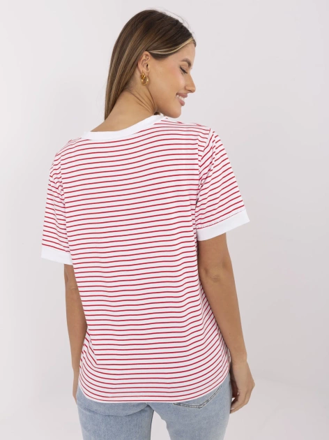 Czerwono-biała letnia bluzka z napisem