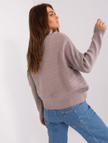 Hurt Ciemnobeżowy asymetryczny sweter nietoperz 