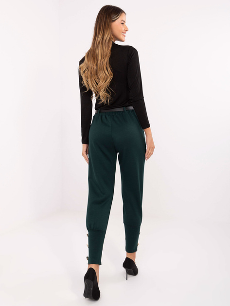 Ciemnozielone dresowe spodnie z długimi ściągaczami