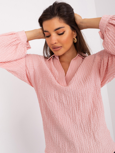 Hurt Jasnoróżowa bluzka koszulowa z kołnierzem