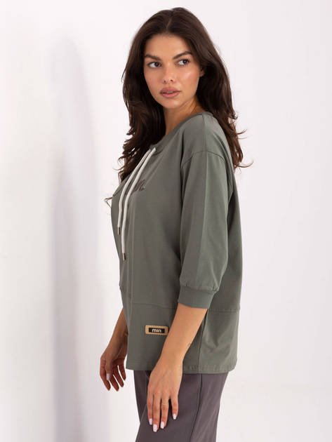 Khaki damska bluzka z haftowanym napisem