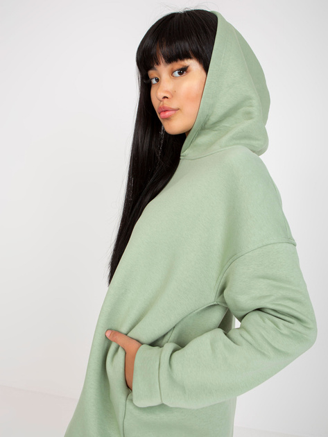 Hurtownia Pistacjowa dresowa bluza basic z kapturem