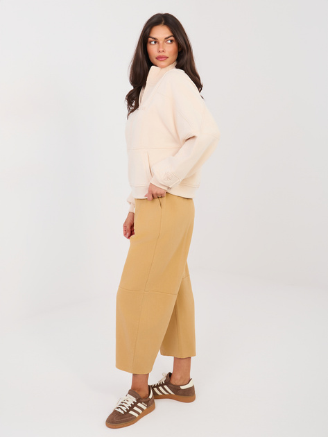 Camelowe damskie jeansy wide leg RUE PARIS