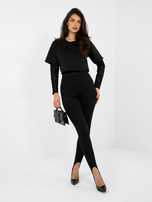 Czarne damskie legginsy zakładane na palec RUE PARIS 