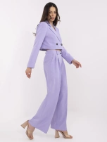 Liliowy elegancki komplet z kieszeniami