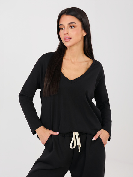 Czarna damska bluzka oversize z bawełny RUE PARIS 