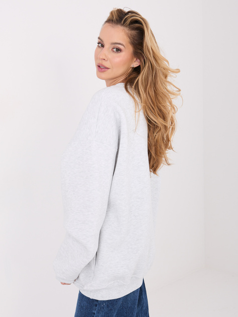 Jasnoszara dresowa bluza oversize z nadrukiem