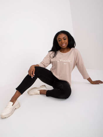 Jasnobeżowa bluzka na co dzień z bawełny