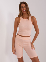 Hurtownia Brzoskwiniowy bawełniany komplet casualowy z bluzą