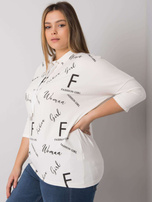 Ecru bluzka plus size z printami Mary