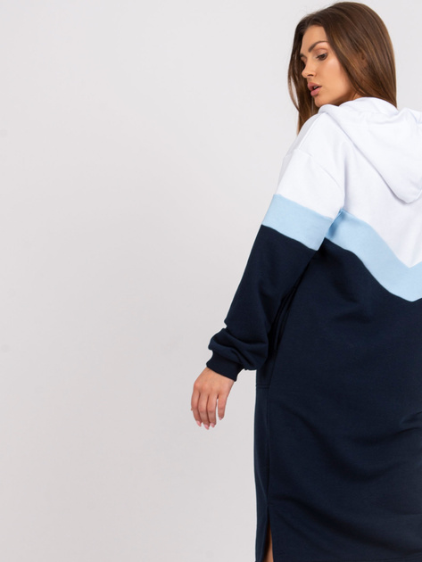 Biało-granatowa sukienka dresowa z kapturem Irem RUE PARIS