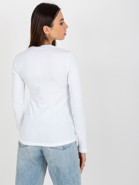 Hurtownia Biała bluzka basic longsleeve z bawełny