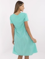 Turkusowa letnia sukienka z kieszeniami