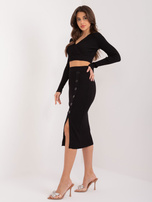 Hurt Czarny dzianinowy komplet ze spódnicą midi