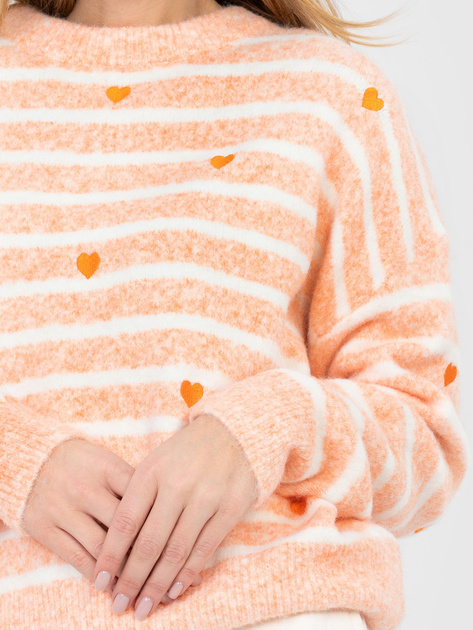 Pomarańczowy damski sweter z okrągłym dekoltem