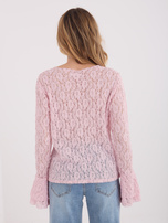 Jasnoróżowa damska bluzka z dekoltem w łódkę