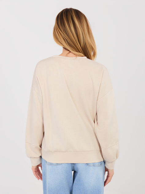 Beżowa damska bluza oversize z nadrukiem RUE PARIS