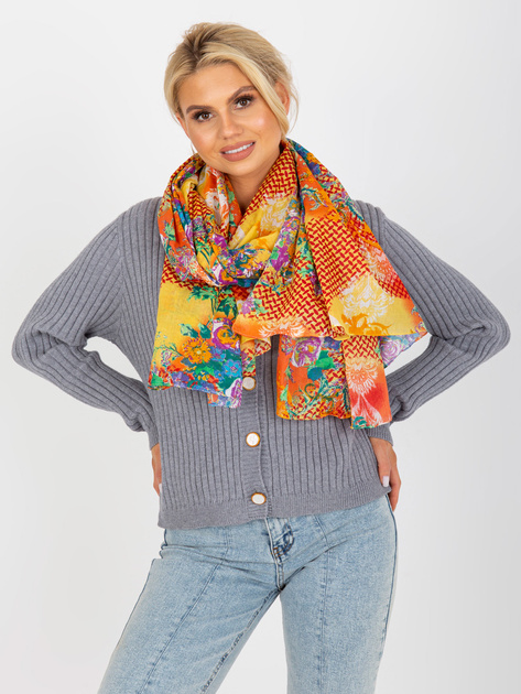 Hurtownia Czerwono-pomarańczowa bawełniana chusta we wzory