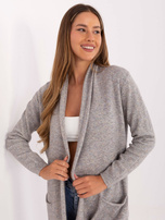 Szary damski kardigan do kolana