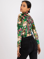 Green patterned blouse with velor Bologna
