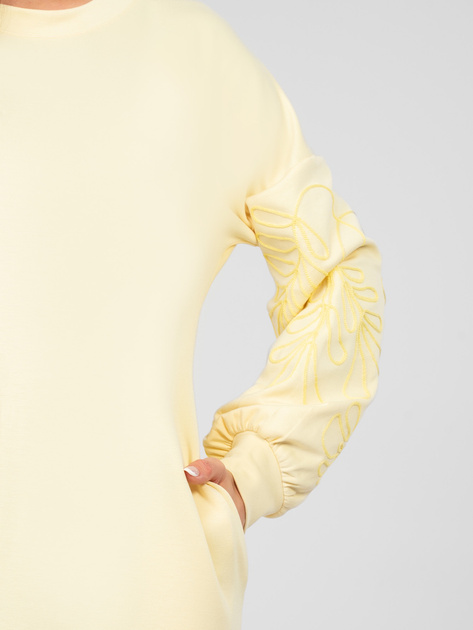 Pastelowa żółta dresowa sukienka z kieszeniami RUE PARIS