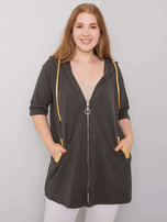 Khaki bluza plus size na suwak Lounes