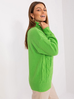 Hurt Jasnozielony dzianinowy sweter z długim rękawem