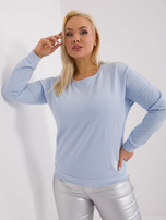 Hurt Jasnoniebieska gładka bluzka plus size z bawełny