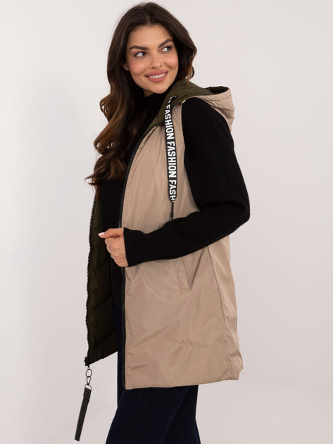 Hurt Khaki długa dwustronna kamizelka damska z pikowaniem