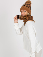 Hurtownia Camelowo-czarny damski komin we wzory