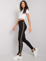 Czarno-złote legginsy z lampasami Akemi RUE PARIS