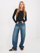 Czarna bawełniana bluzka basic z guzikami