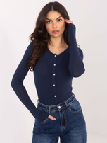 Granatowa bawełniana bluzka basic z guzikami 