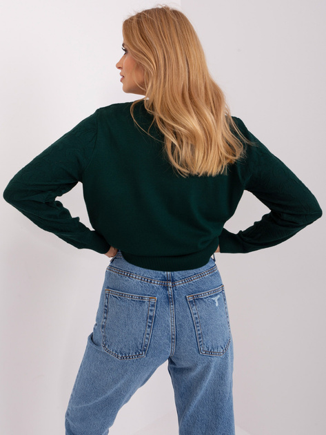 Hurtownia Ciemnozielony damski sweter we wzory