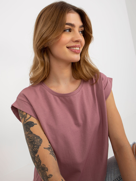 Hurt Brudnoróżowy t-shirt basic z okrągłym dekoltem Revolution