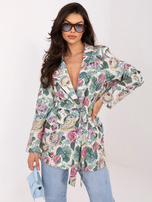 Zielona garniturowa marynarka w kwiaty 