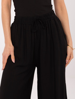 Czarne damskie spodnie palazzo z kieszeniami 