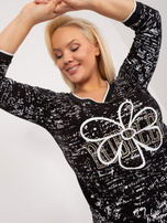 Hurt Czarna bawełniana bluzka plus size z rękawem 3/4