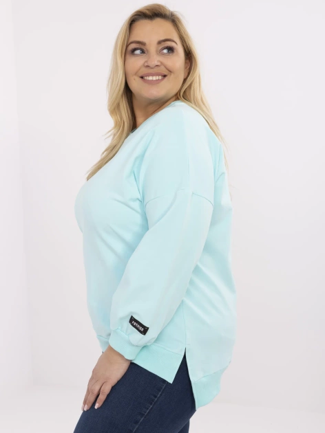 Miętowa bluza plus size z okrągłym dekoltem